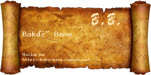 Bakó Bene névjegykártya